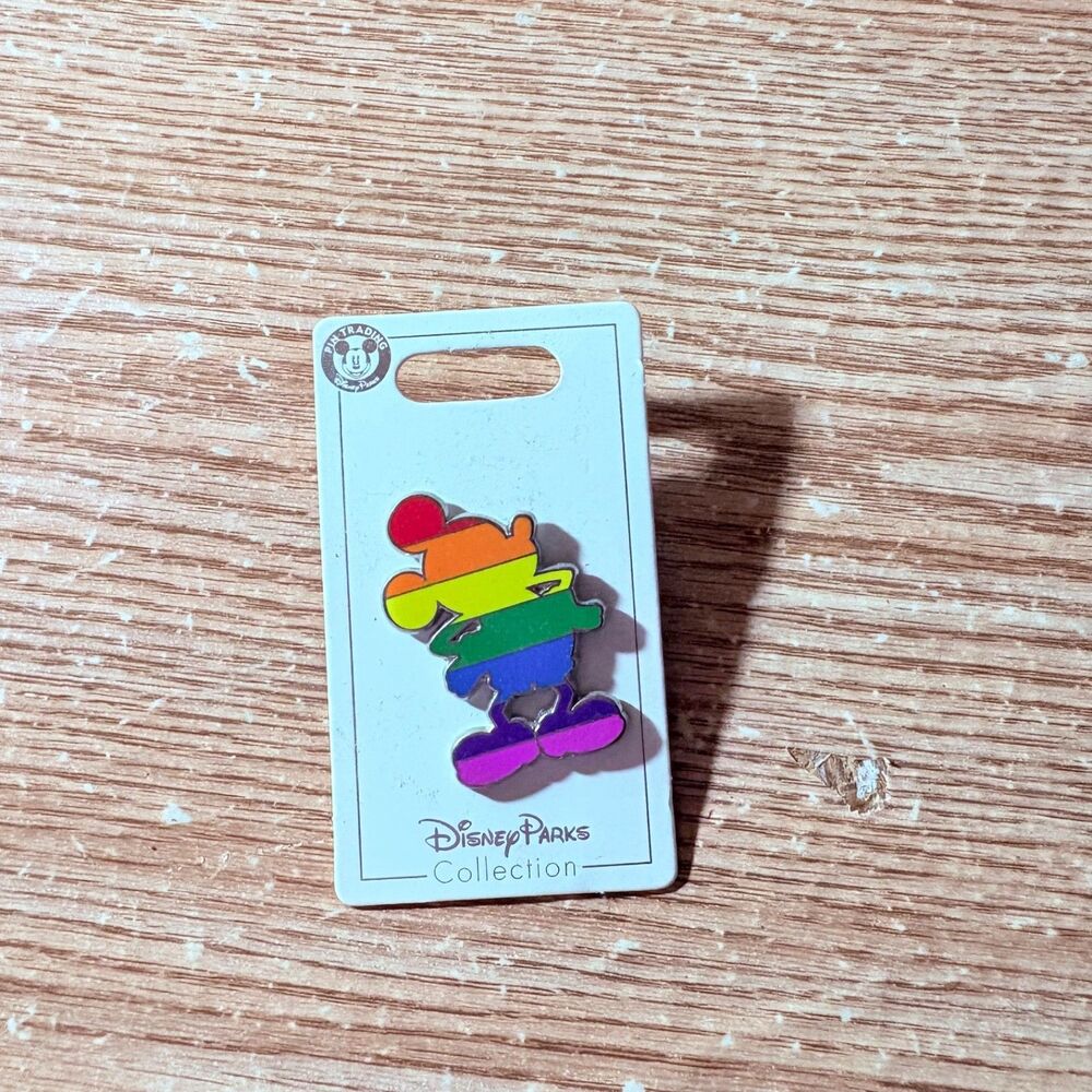 Disney Pin Trading Mickey Mouse Figure Silhouette Rainbow pride New on Card